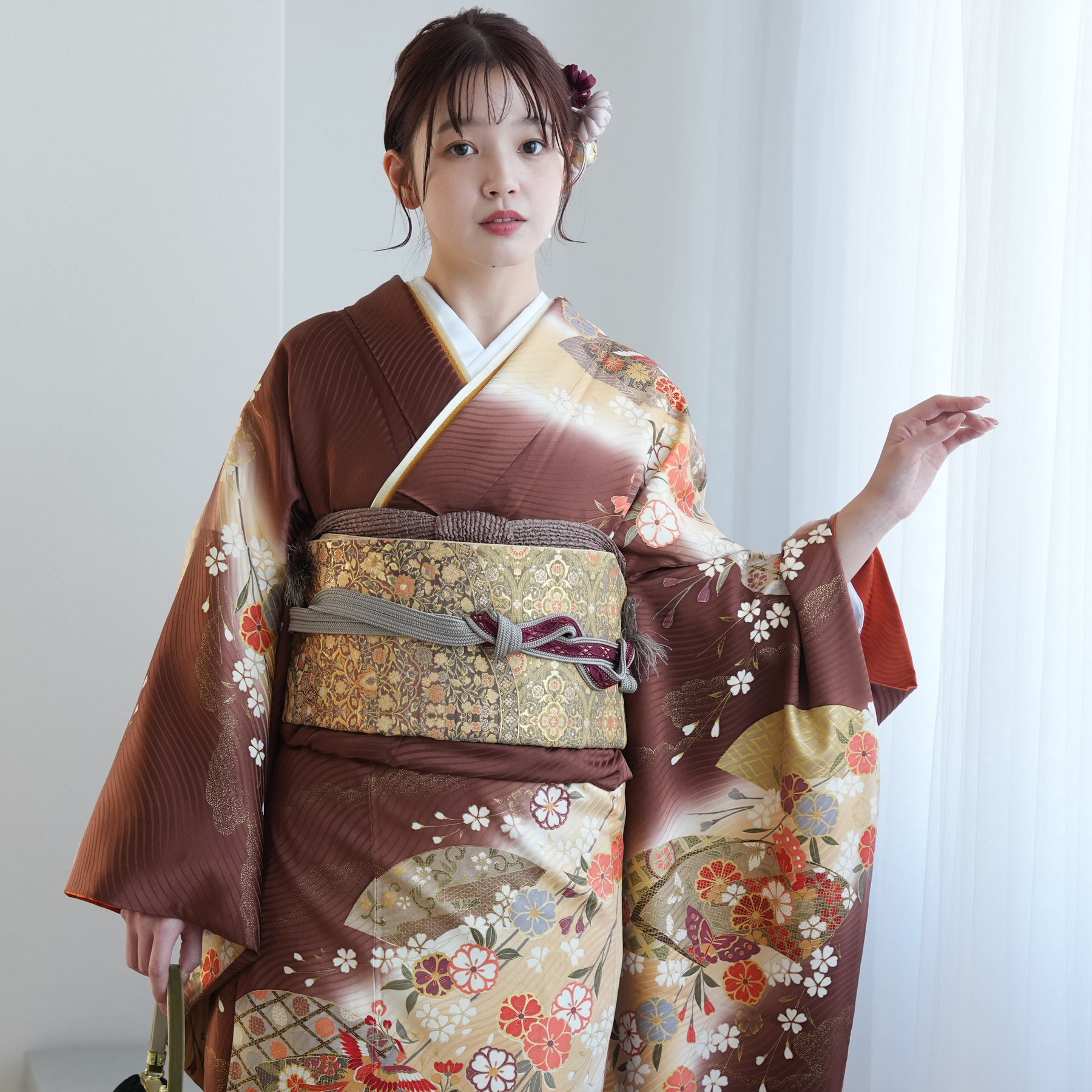 振袖 レンタル 成人式 21点セット 古典柄 レトロ アンティーク系 振袖