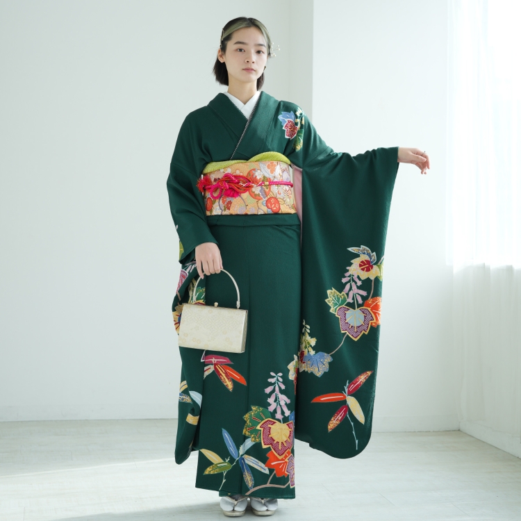 振袖 レンタル 成人式 21点セット 古典柄 レトロ アンティーク系 結婚