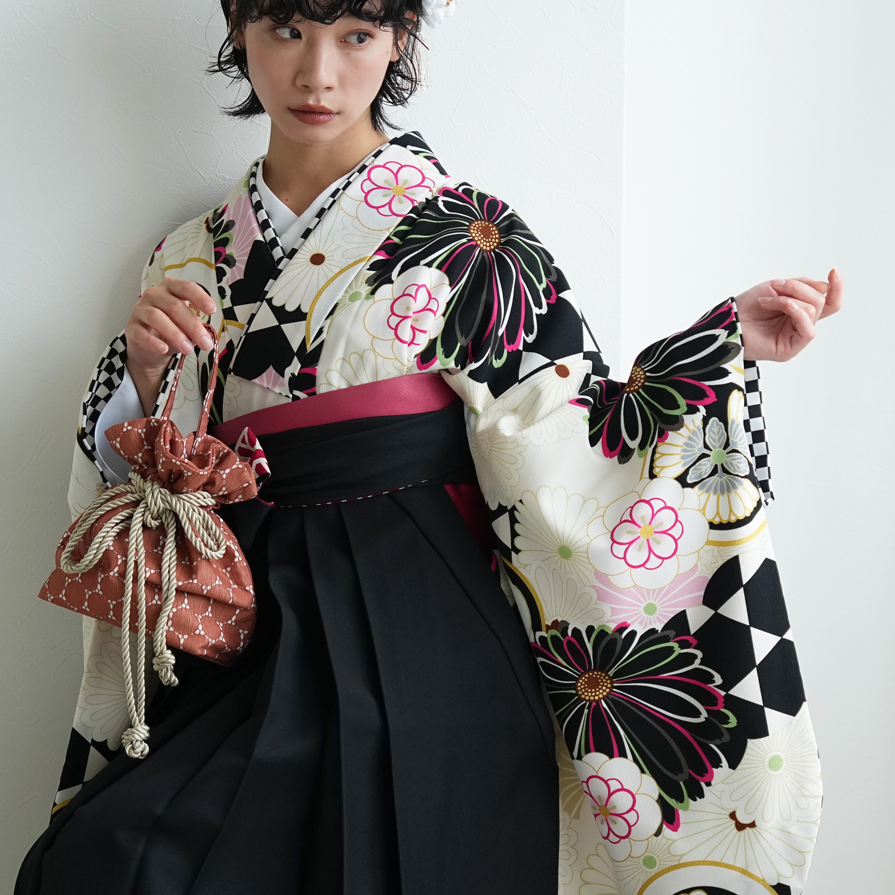 袴 レンタル 卒業式 2尺袖着物 二尺袖 17点セット JAPAN STYLE 古典