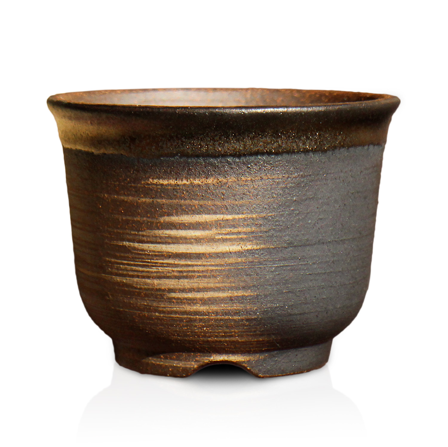 盆栽鉢 尻丸 3号クラス 四日市萬古焼 金彩 黒 赤吹 黒吹 金吹 5色 3.5