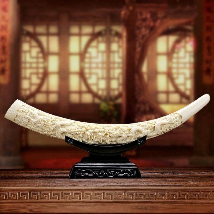 象牙風 龍 彫刻 樹脂製 高級 玄関 オフィス 置物 装飾 工芸品