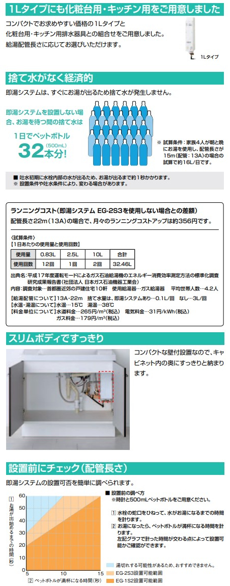 INAX LIXIL・リクシル 即湯システム【EG-1S2】 1Lタイプ 本体のみ 排水