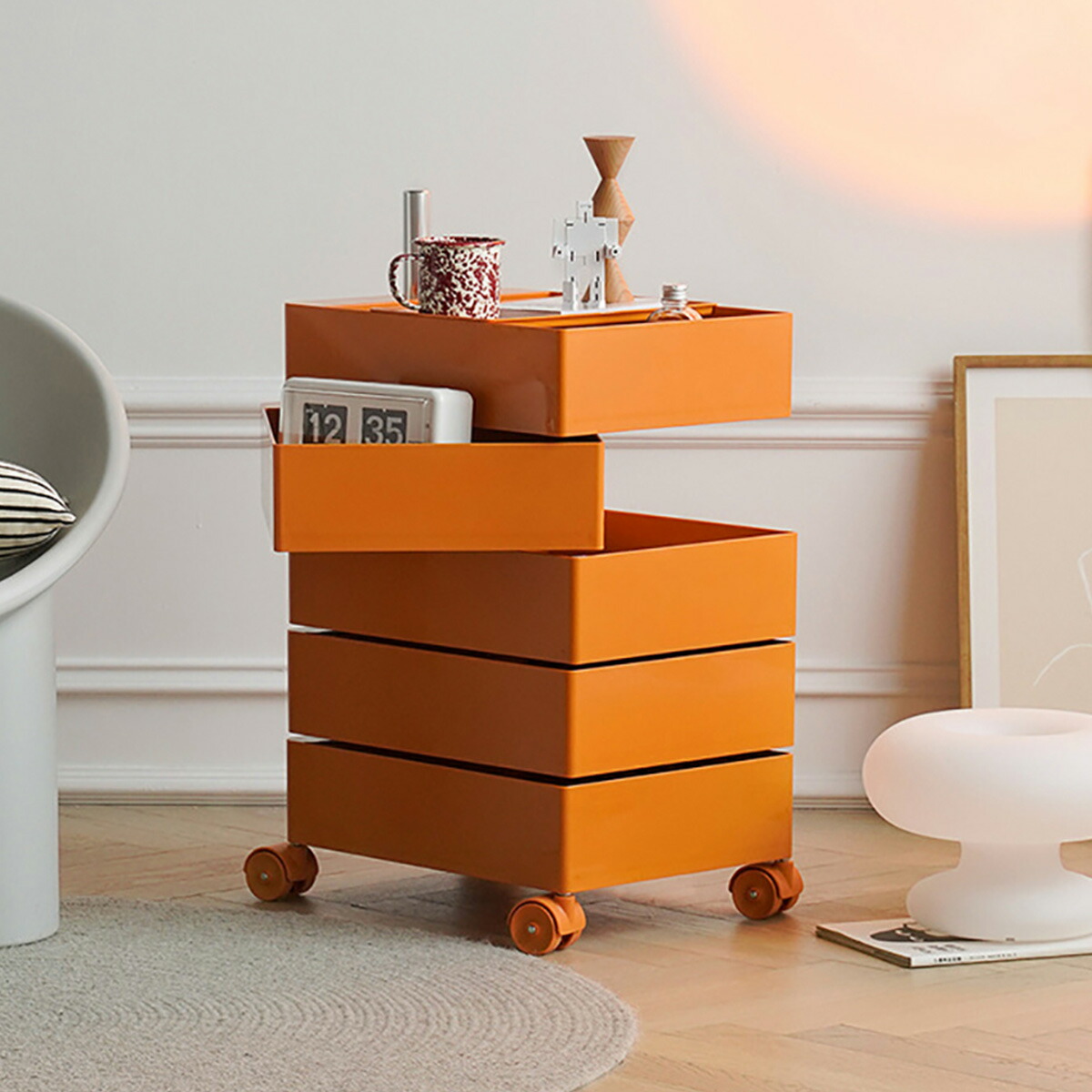 VeroMan カラーラック ワゴン キャスター付き 5段 収納 ラック 収納棚