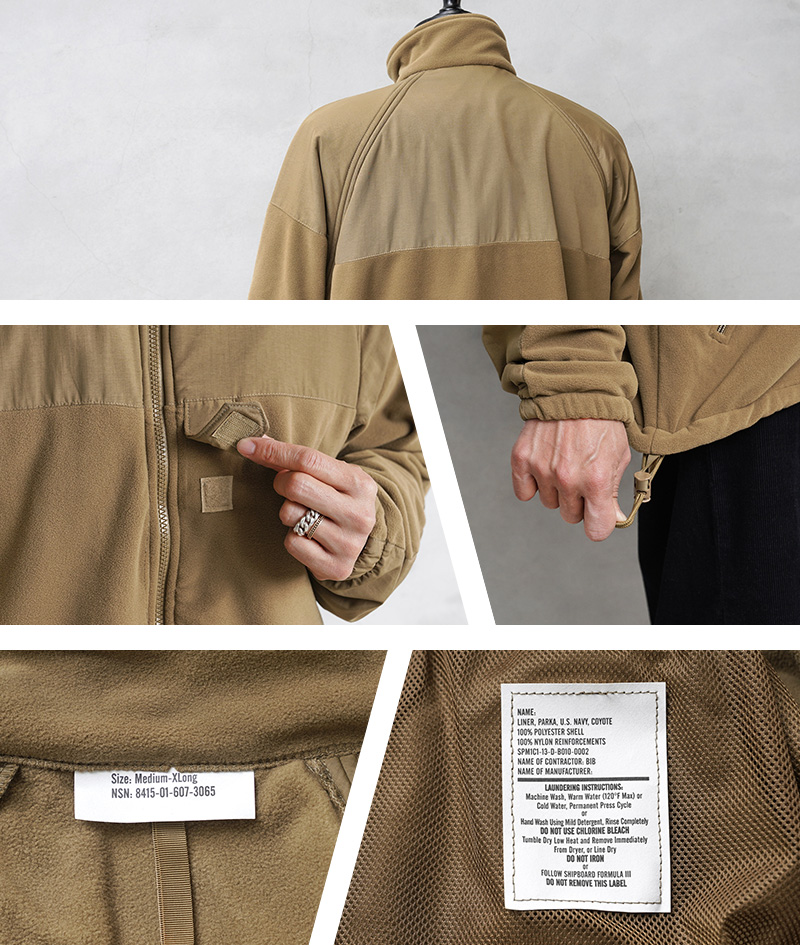アメリカ軍] US NAVY フリース ライナーパーカー コヨーテ XL-R