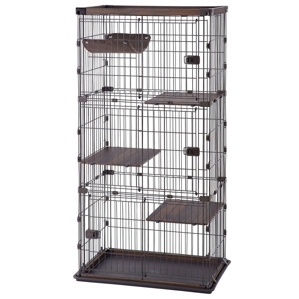 IRIS OHYAMA（アイリスオーヤマ） 猫 ケージ 木製 3段 ハンモック付