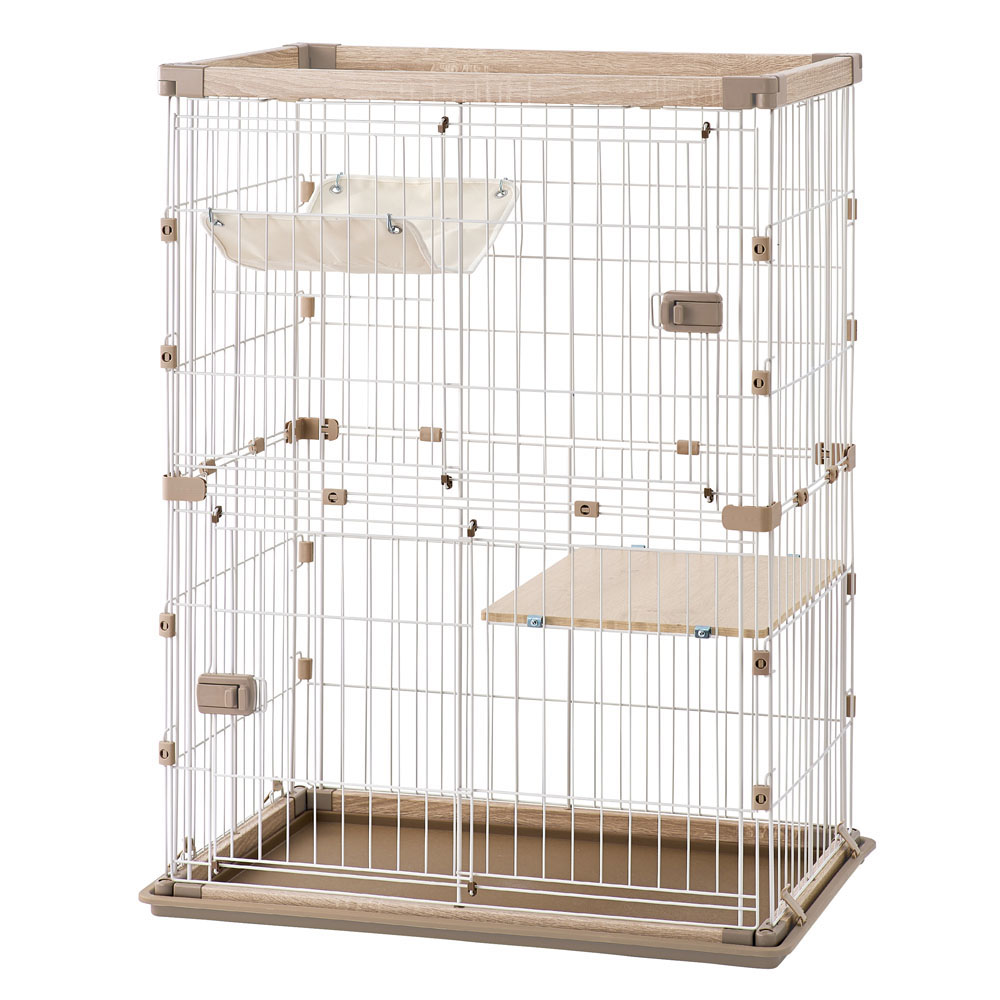 IRIS OHYAMA（アイリスオーヤマ） 猫 ケージ 木製 2段 飼い おしゃれ