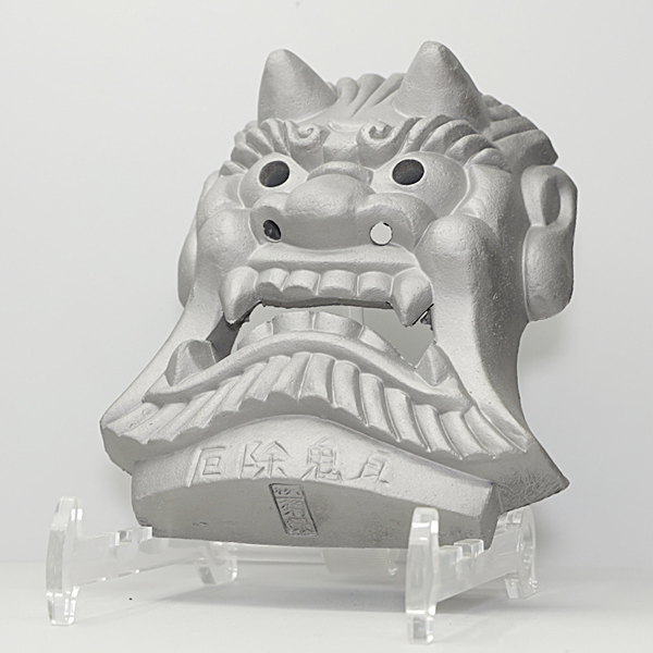 菊間瓦 鬼面厄除け鬼瓦 鬼の置物 いぶし銀 鬼師 伝統工芸品 手作り 菊