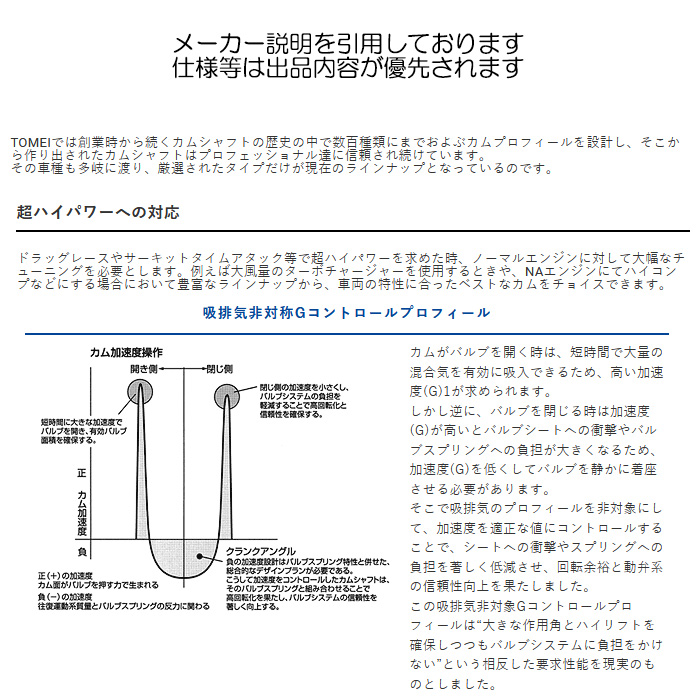 TOMEI POWERED TOMEI プロカム ラッシュ EXカム 260°/7.23mm シルビア