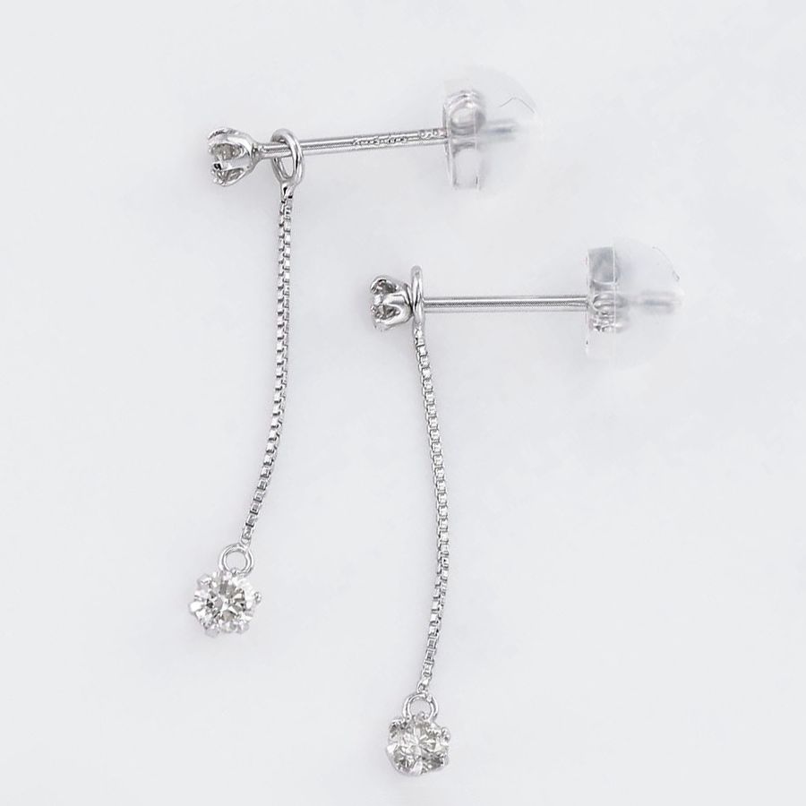 DAIYA（ダイヤ） ダイヤモンド ピアス 一粒 プラチナ K18 0.18カラット