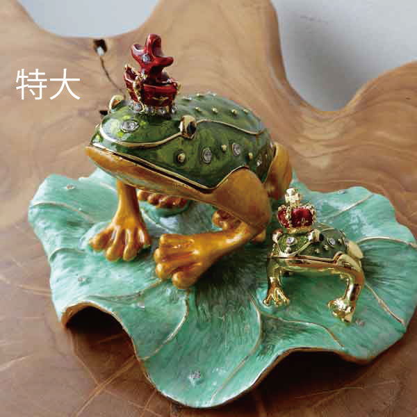 エナメルボックス 緑 ジュエリーケース フロッグ かえる カエル 蛙