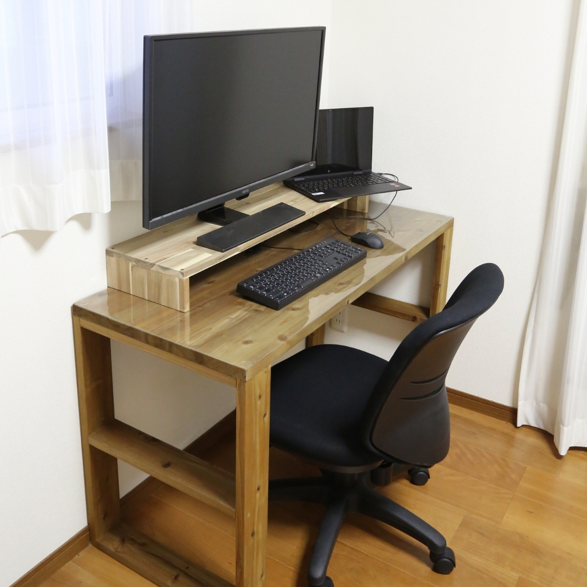 アカシア デスクシェルフ/モニター台【WOODPRO Yahoo!】