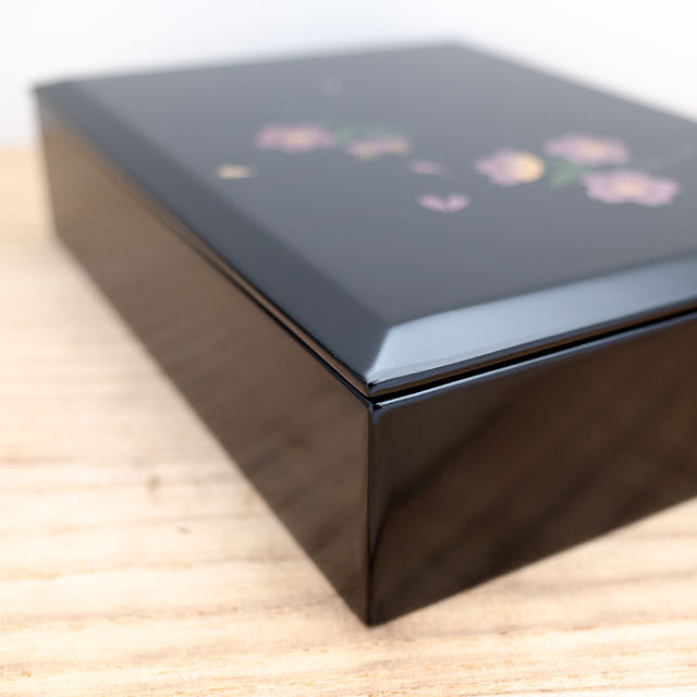 葉書入れ 漆 塗り 川連 漆器 木製 日本製 蒔絵 黒 お祝い 民芸 レター