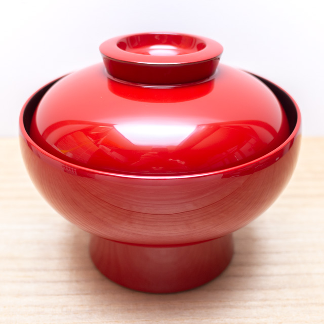 朱塗 蓋付椀 10個 ハゲあり 木箱付 朱塗 蓋付椀 10個 ハゲあり 木箱付