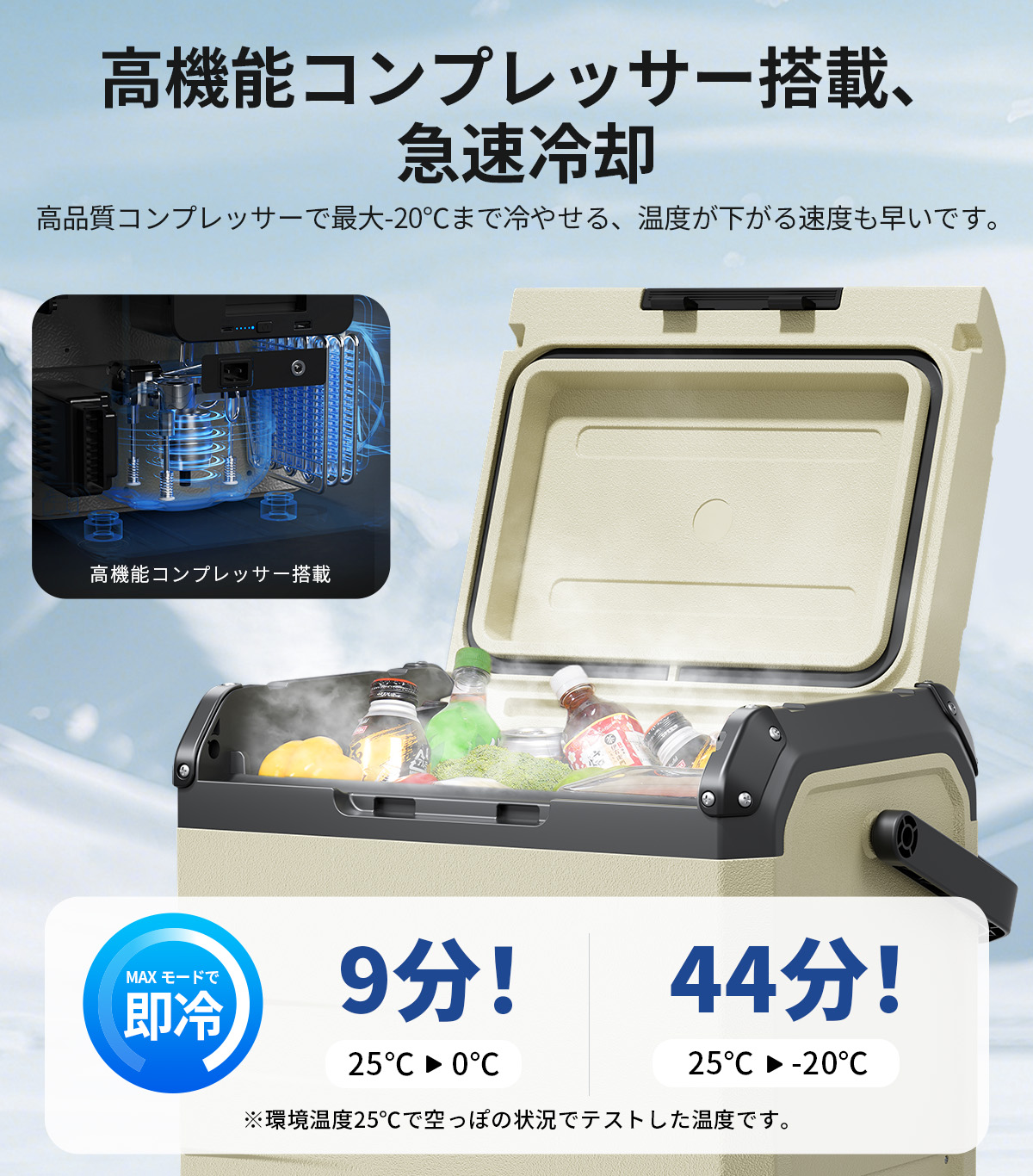 EENOUR 車載冷蔵庫 ポータブル冷蔵庫 23L バッテリー内蔵可能 冷凍庫