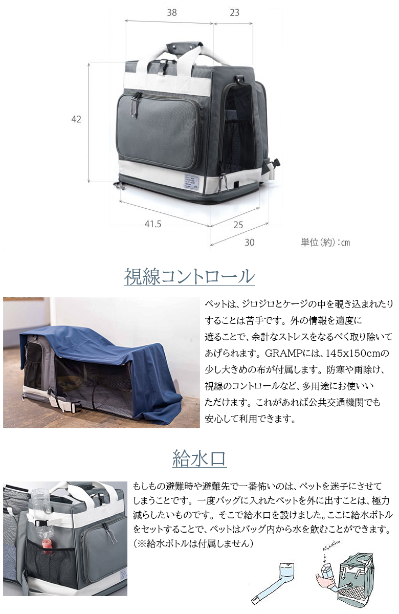 ペット用防災バッグ リオニマル リュック型 ペットキャリー GRAMP