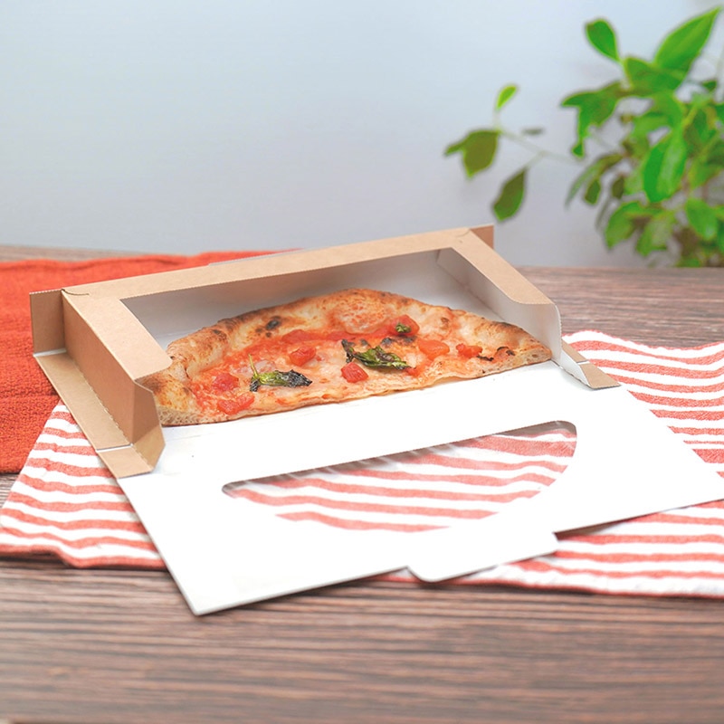 窓付クラフトピザ箱 10インチハーフ 25枚/袋（ご注文単位12袋）【直送