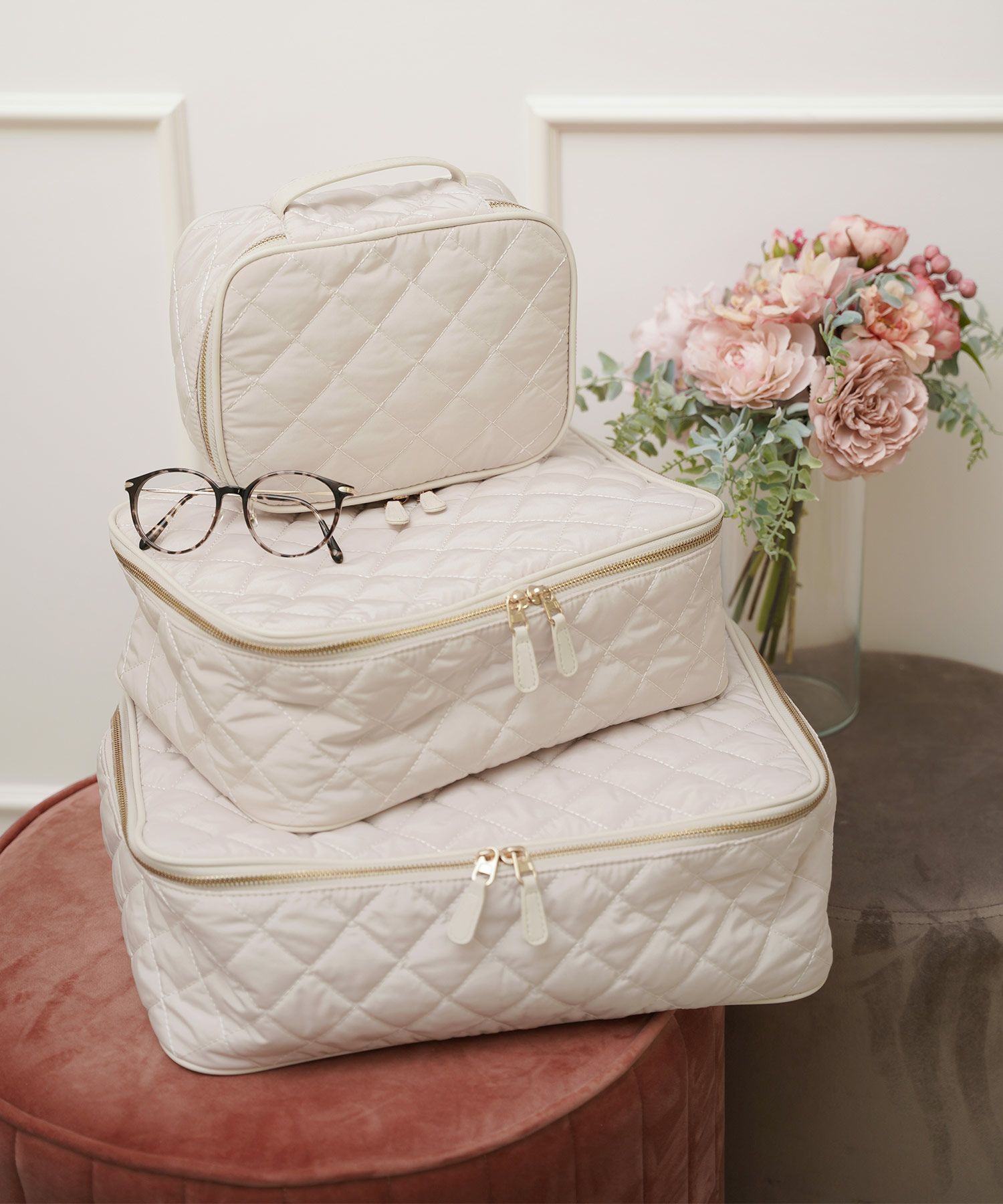 キルティング トラベル 収納バッグ 3点セット Liala×PG 全2色｜lpg932