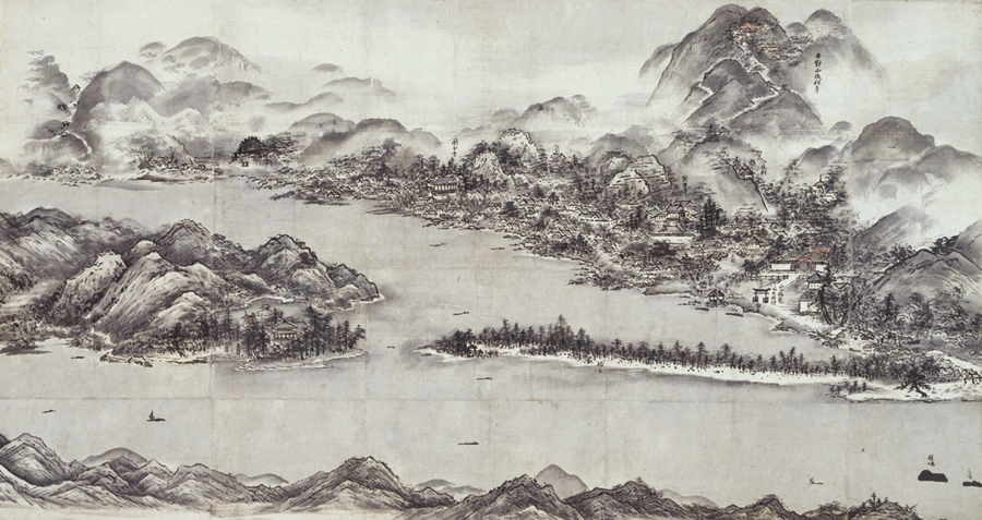 橋本関雪 青江水暖図 ( 春江水暖図 ) アート 掛軸 彩色 風物画 近代