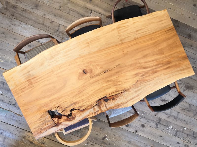 ≪完成品≫無垢一枚板 栃 トチW2100×D875~1030×t70mm SWB20180422-05