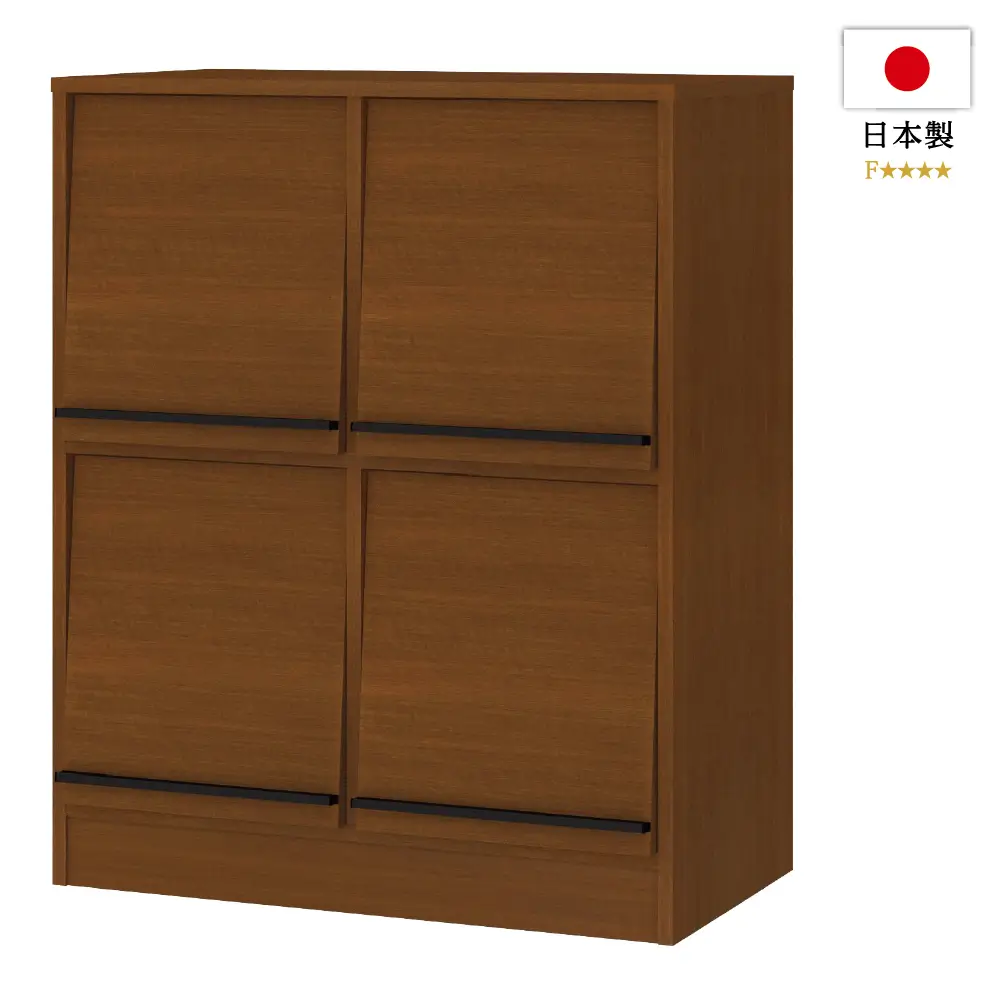 お気に入りをディスプレイできるフラップ扉付4マスレコードラック