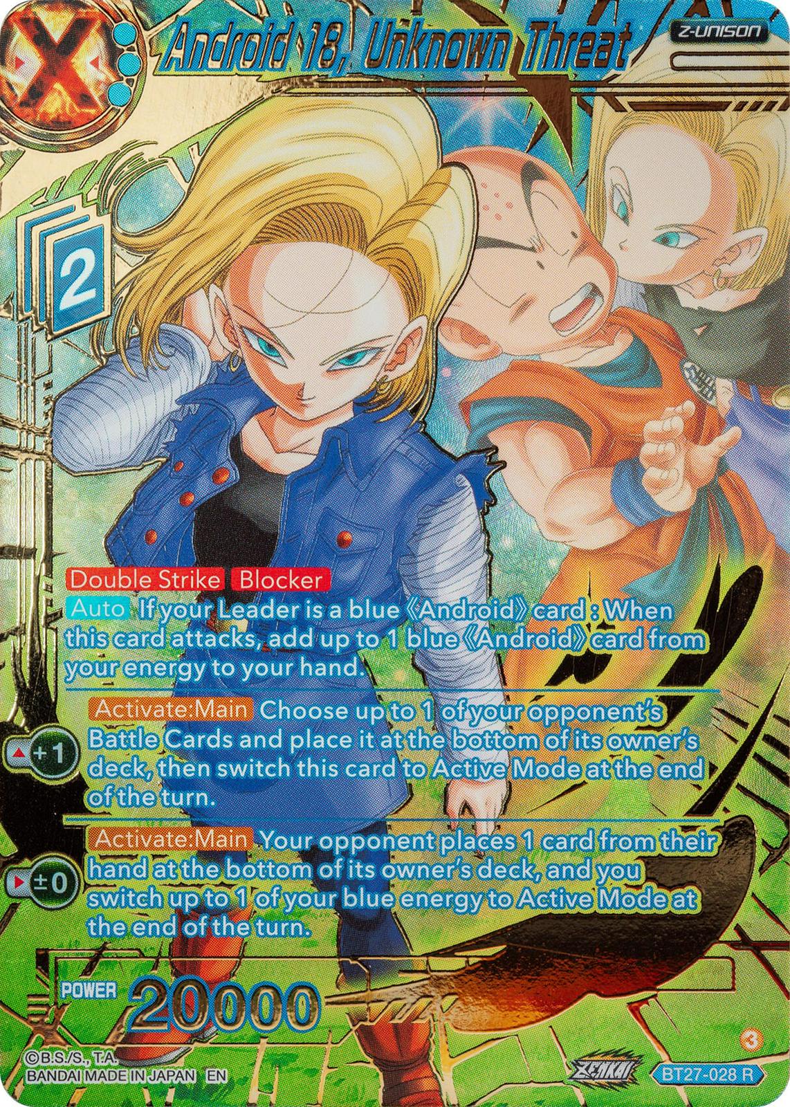 Android 18, Unknown Threat [Gold Stamped] BT27-028 Prices | Dragon