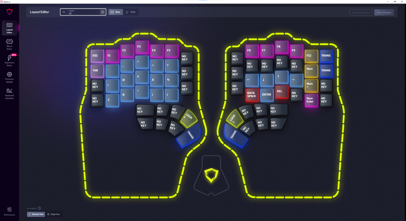 分割キーボードDygma Defyの設定