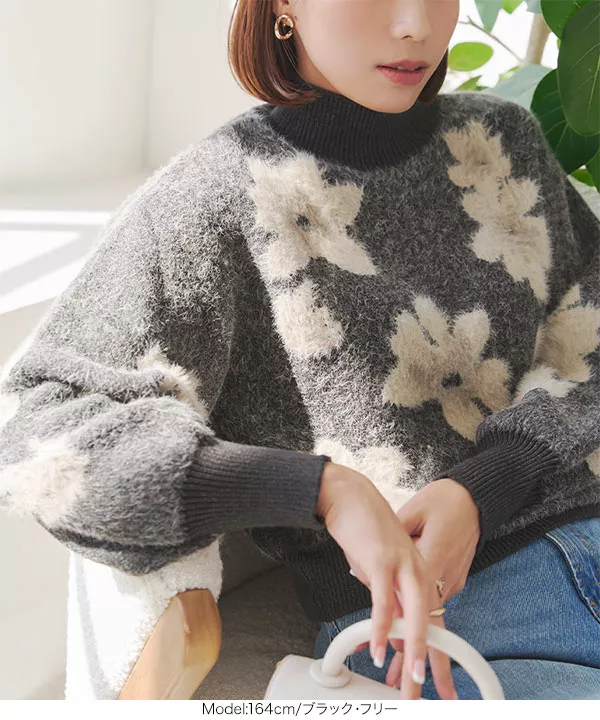 momentel 花柄デザイン ニットビーニー momentel 花柄デザイン ニット