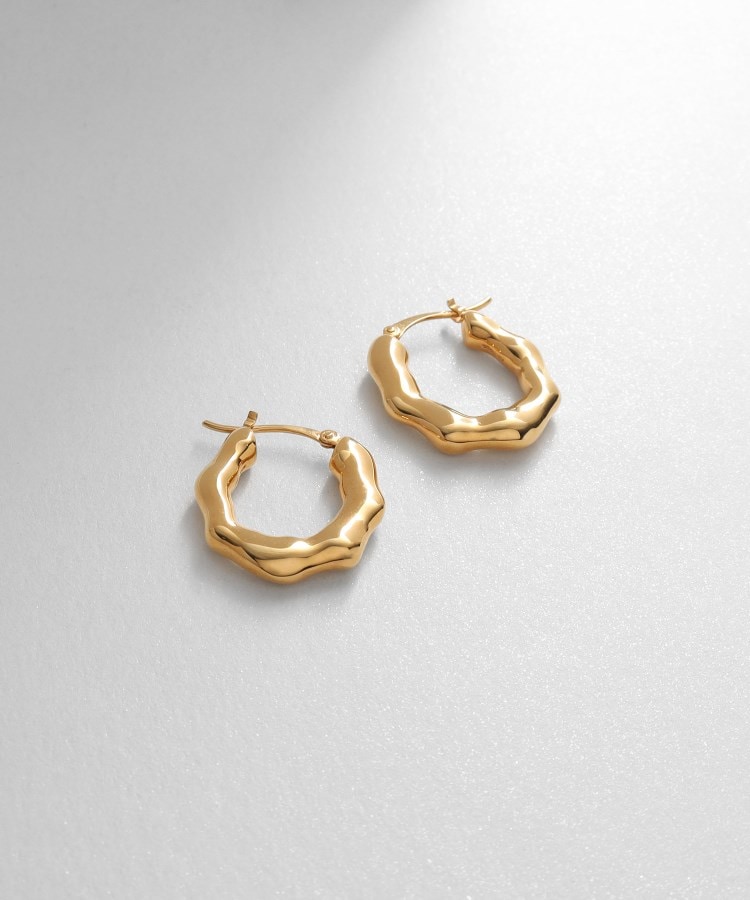 COCOSHNIK オーバル フープピアス シルバー×K10 ゴールド シルバー