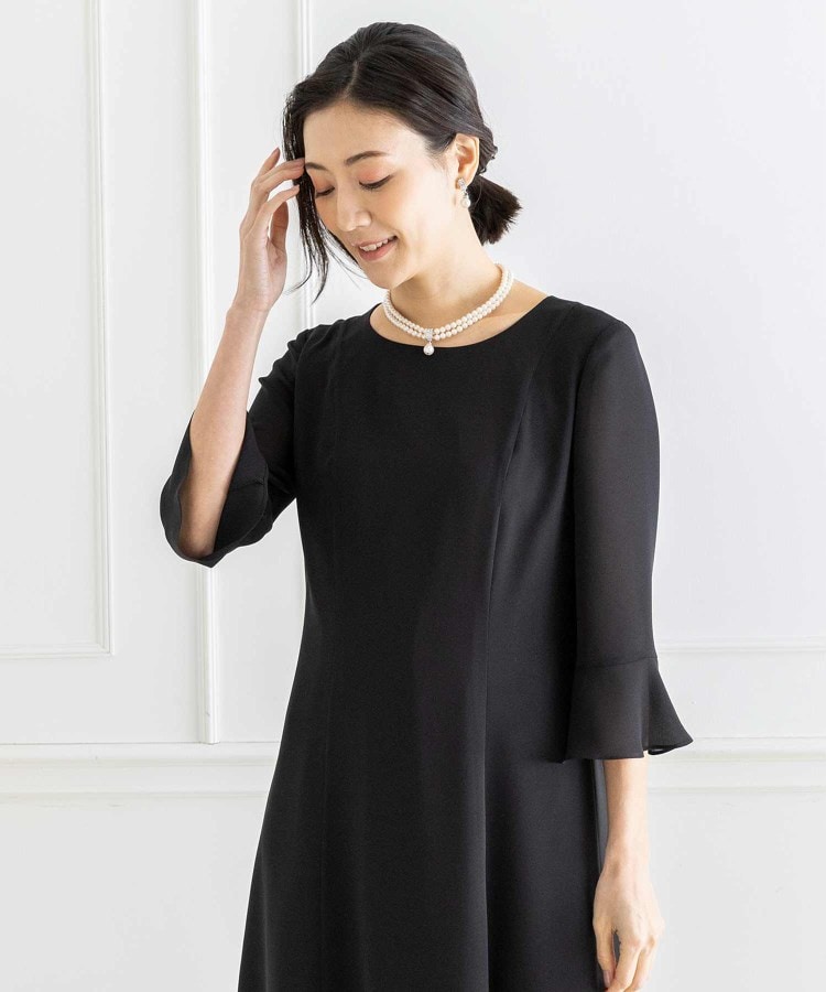 東京ソワール 日本製 マグネット留め具の2連パール調ネックレス【結婚