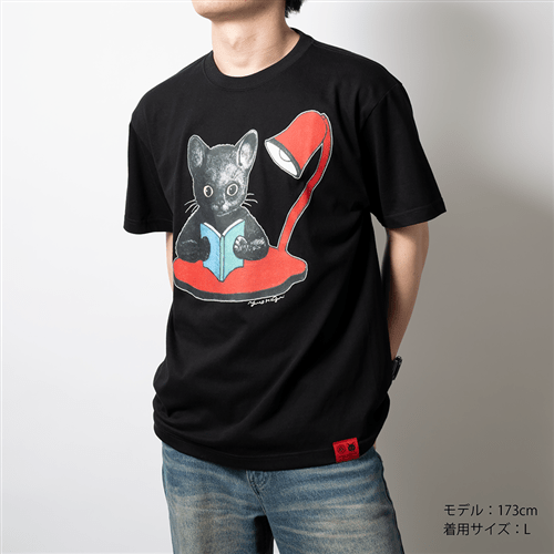 角川ホラー文庫30周年×ヒグチユウコ Tシャツ 夜の読書（ブラック） S