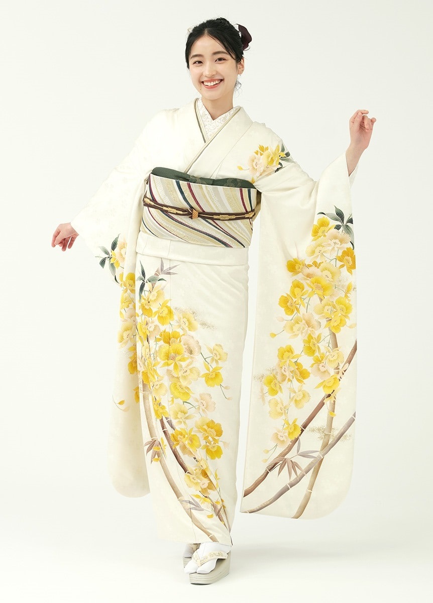 正絹 高級 長襦袢 無双袖 やまと金ラベル 蔦の葉文 暈し染め しつけ糸