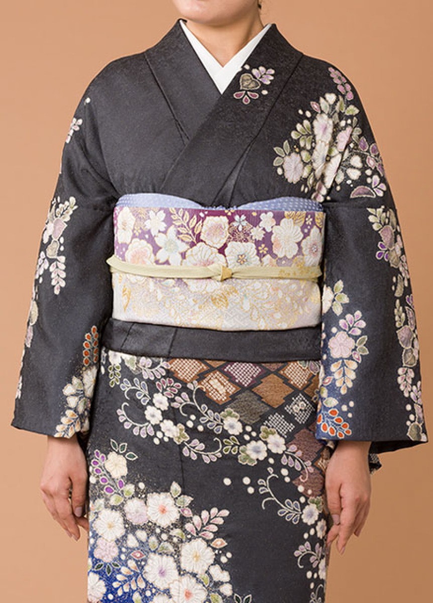 410z8〇京都きもの友禅 徳永正峰 高身長な方にも ラメ振袖 辻が花