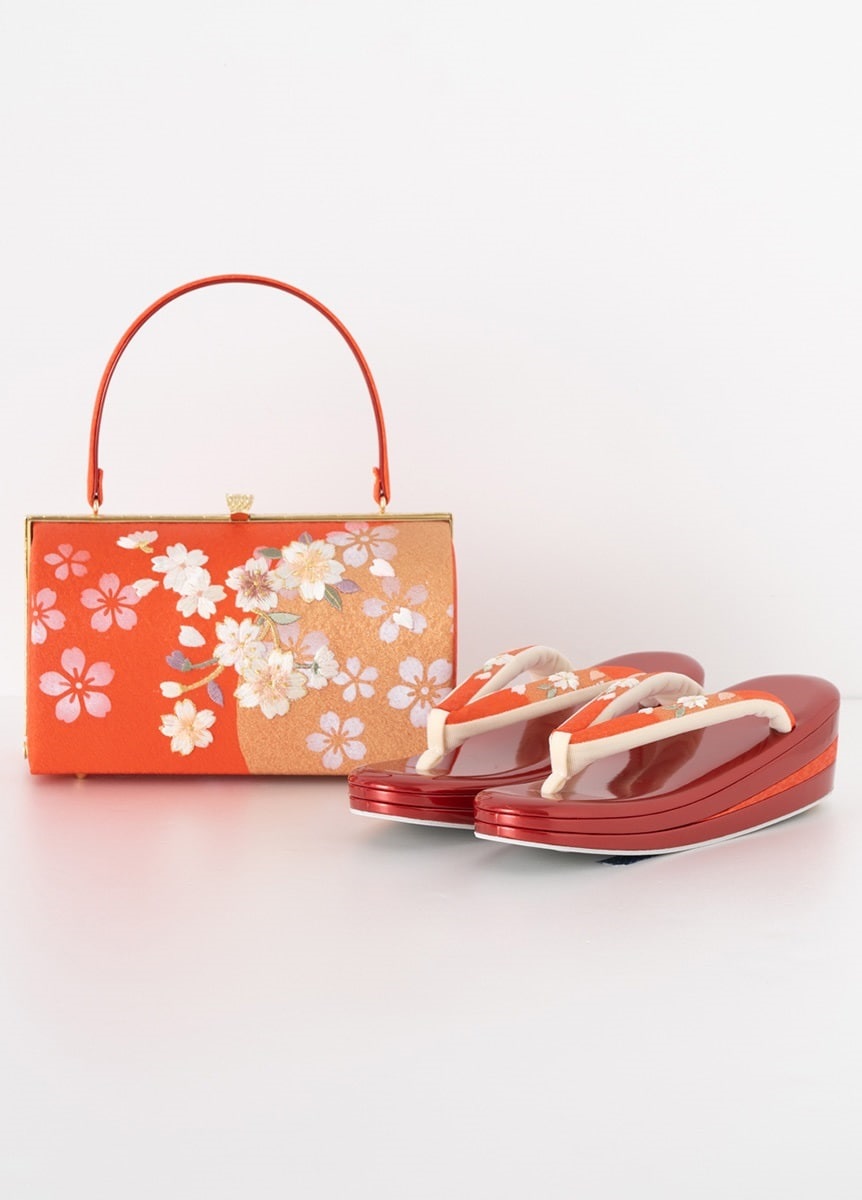 振袖用草履バッグセット 桜刺繍 赤 | 振袖 | やまとオンラインストア