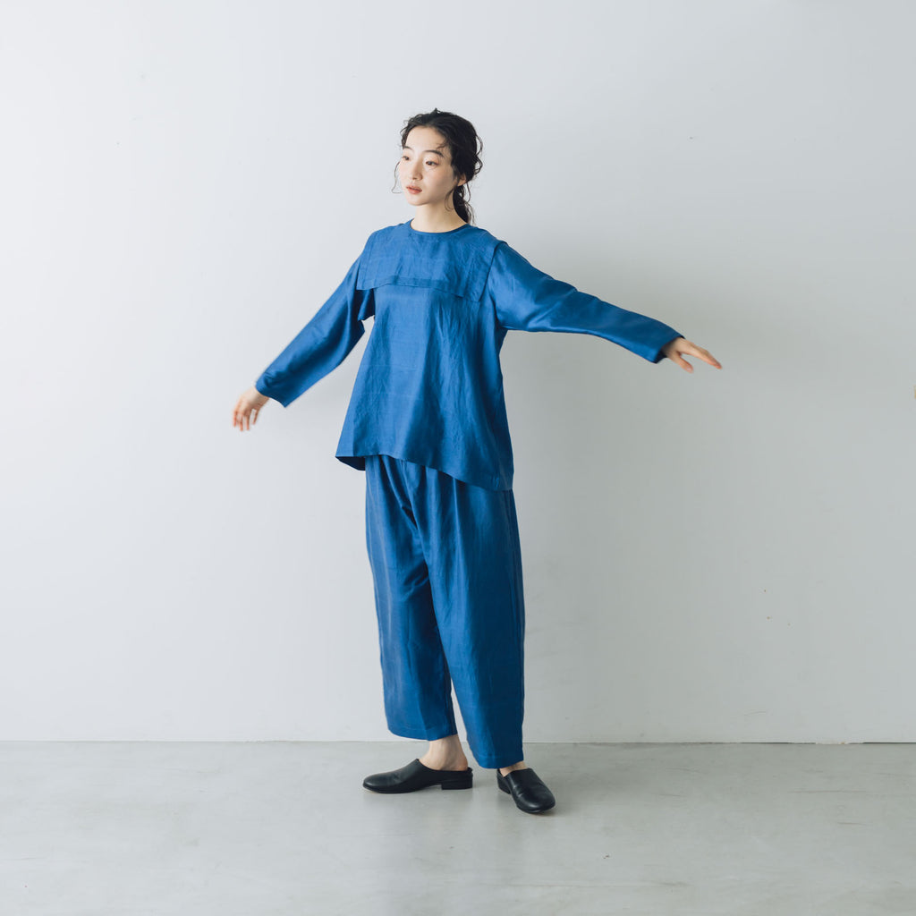 美品】BUNON Wide Belt PantsシルクブルーMサイズ