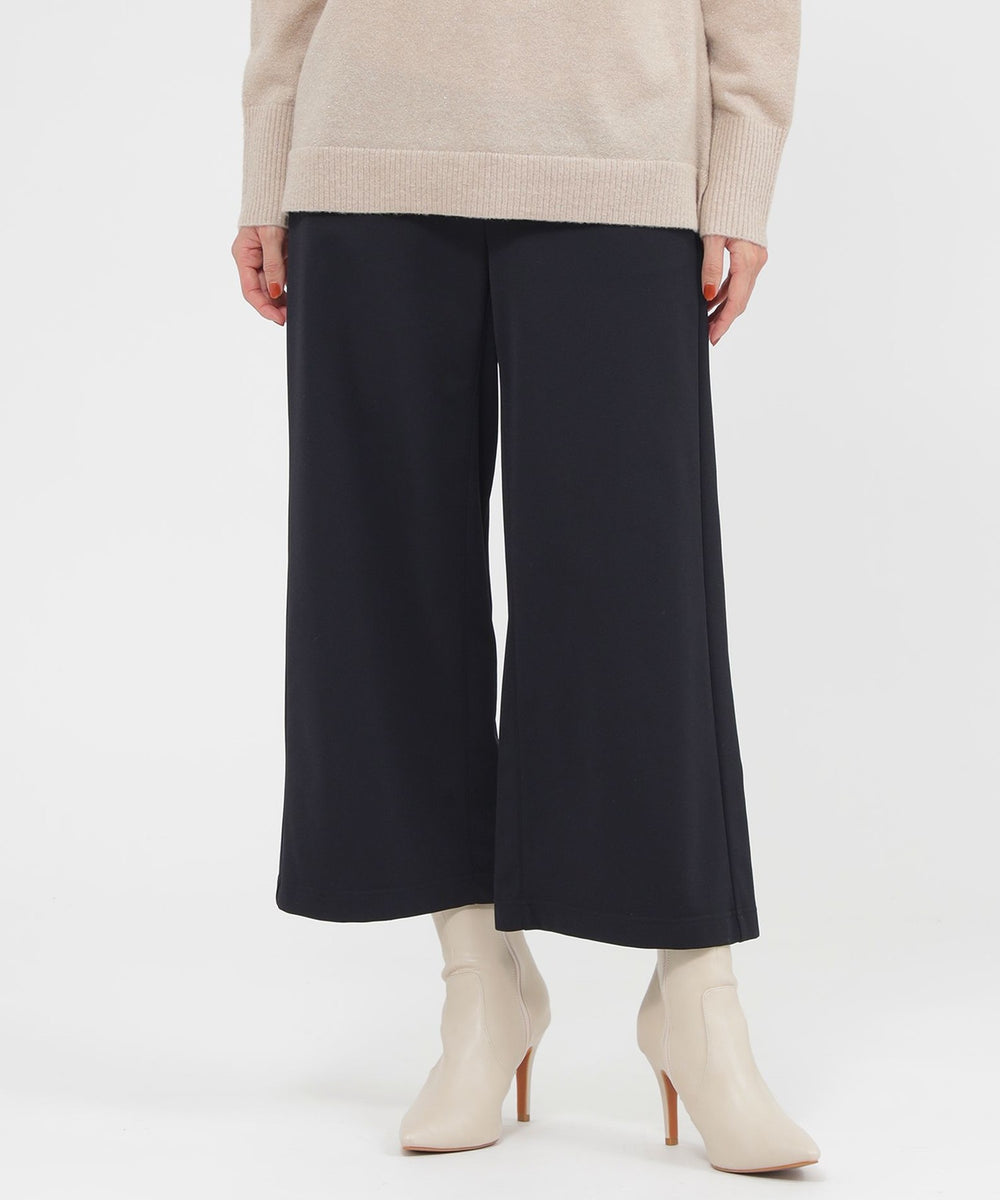 L】【ウォッシャブル】裏起毛ハイテンションワイドクロップドパンツ