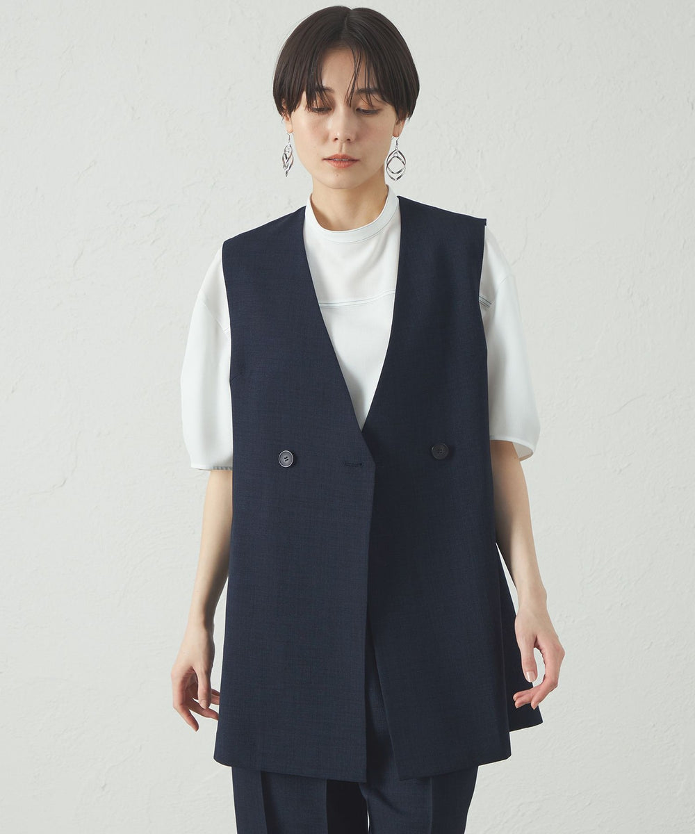 リネン ジレ セットアップ対応】リネン ミックスツイード ジレ / 23区