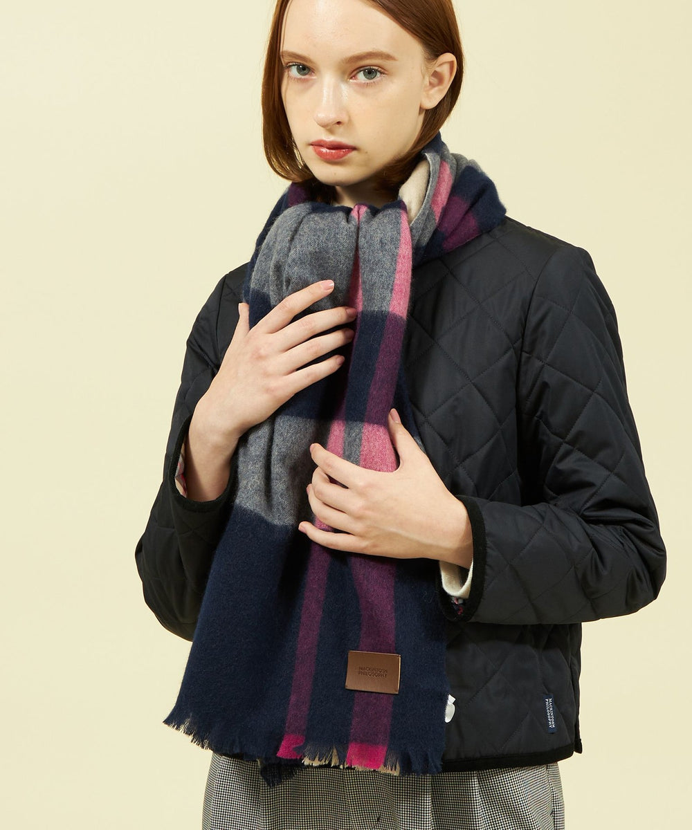 ウォッシャブルカシミヤブロックチェックストール(マフラー・ストール