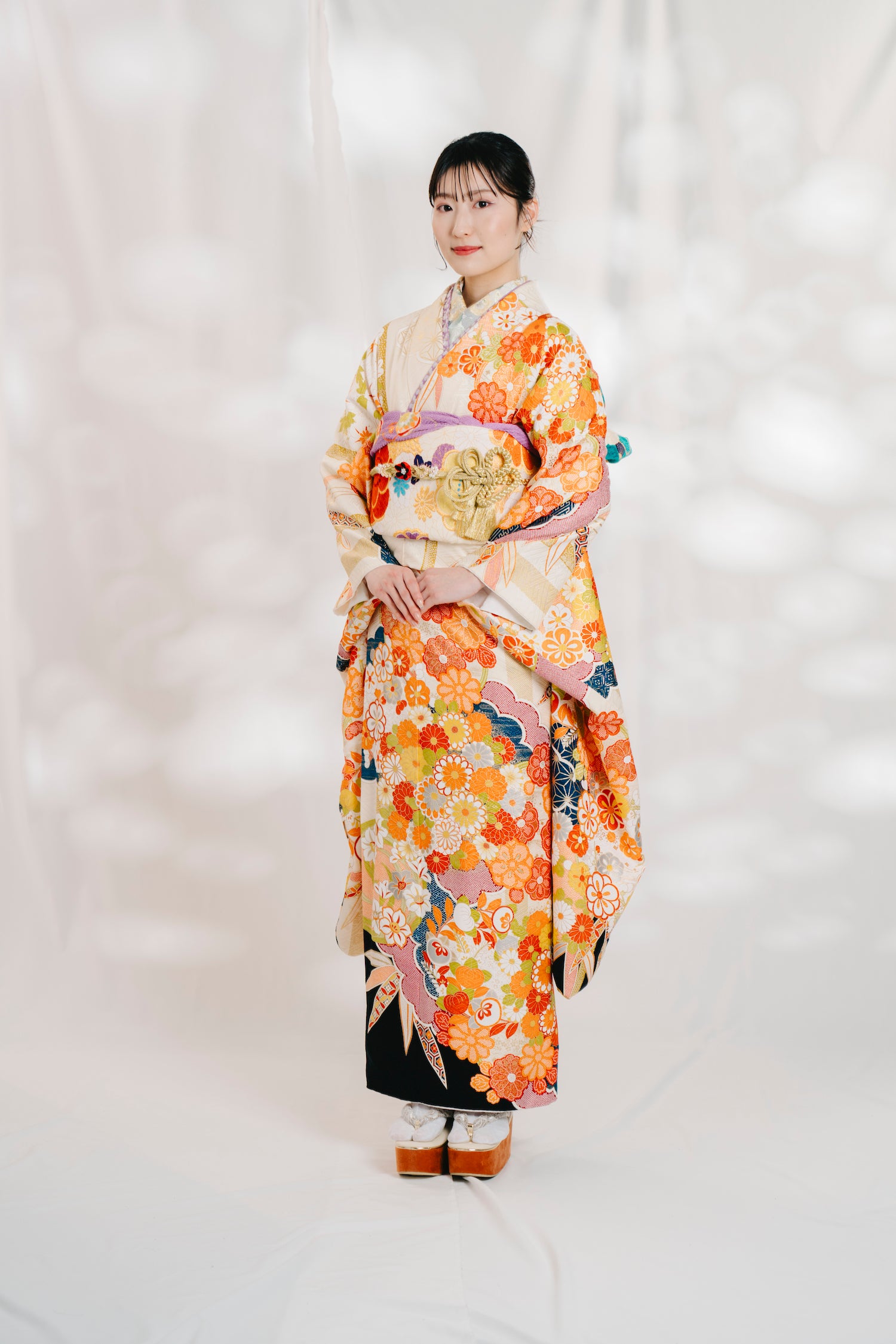 正絹古典クリーム色の振袖