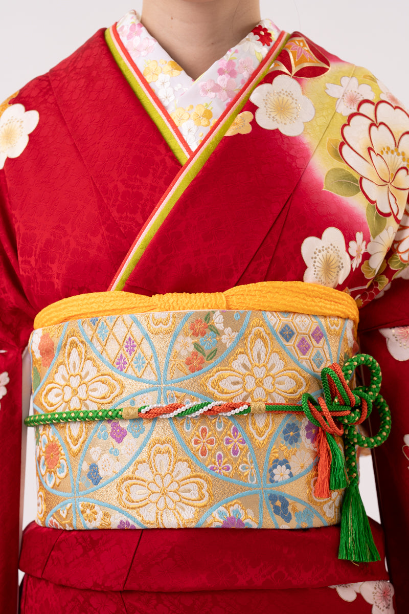 赤 熨斗柄 正絹振袖【153】 – SAKURA TOKYO