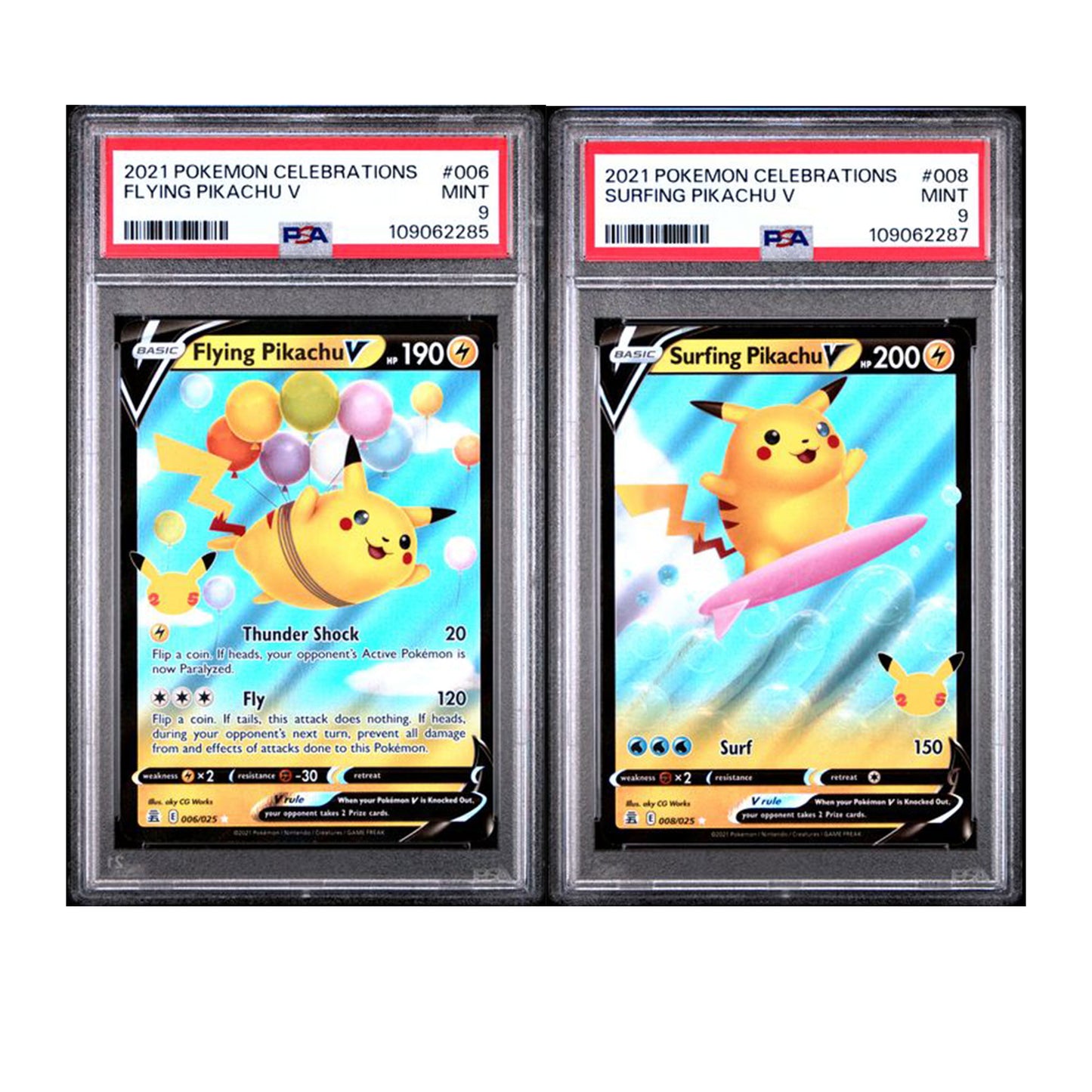 2021 Pokemon Celebrations - PSA 9 Set - Flying Pikachu V #006 +