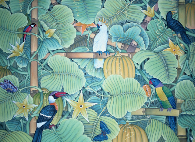 インドネシアバリ島ウブドの細密画 インドネシアバリ島ウブドの細密画