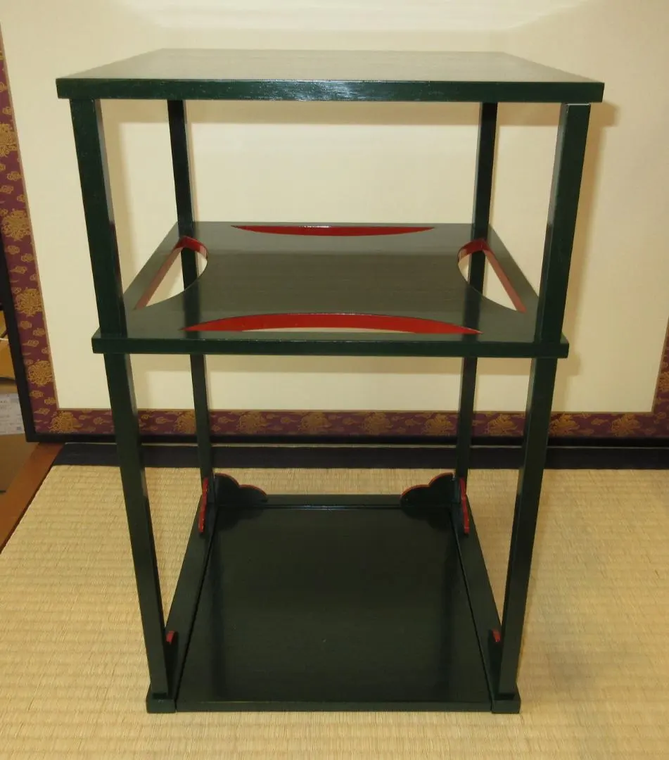 未使用超美品 惺斎好 桐木地 糸巻透二重棚 表