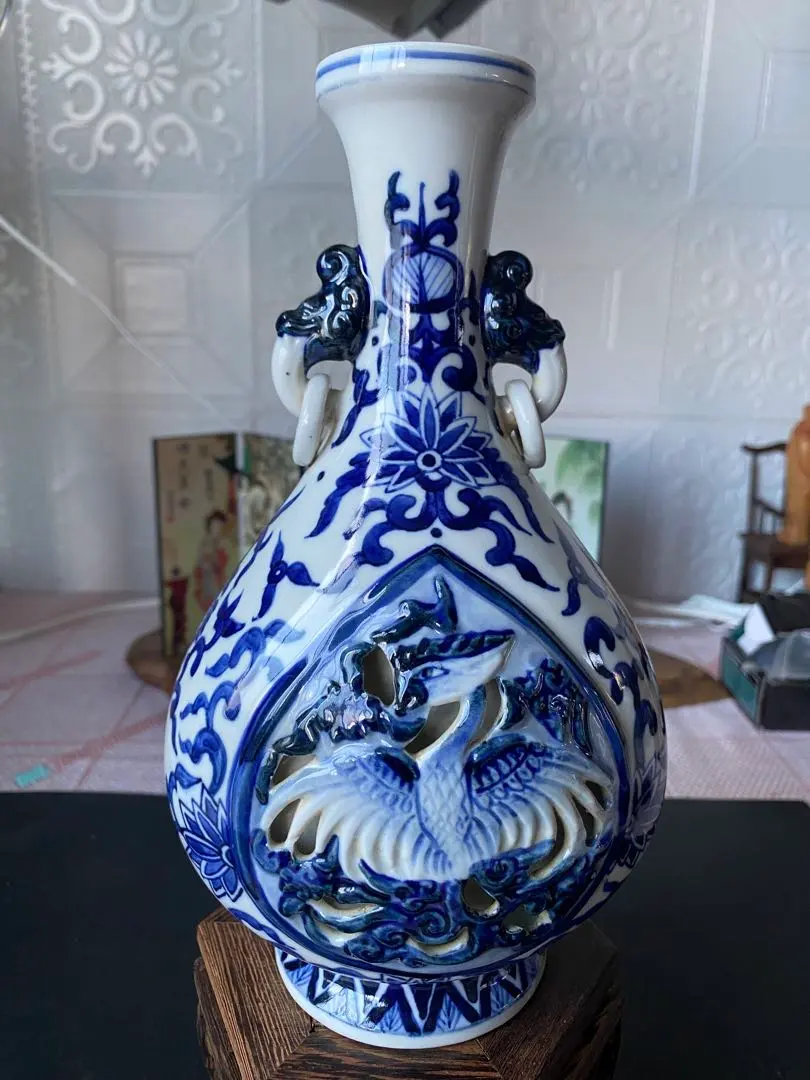 一輪挿し壺花器花文様成化十年染付絵付訳あり珍品酒器