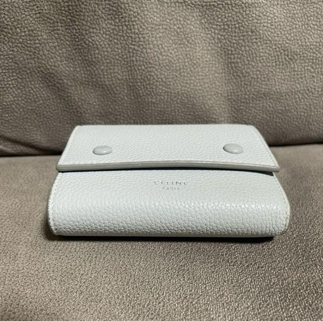 美品 セリーヌ　レザースモールフェールデッド　マルチファンクション　三つ折り財布