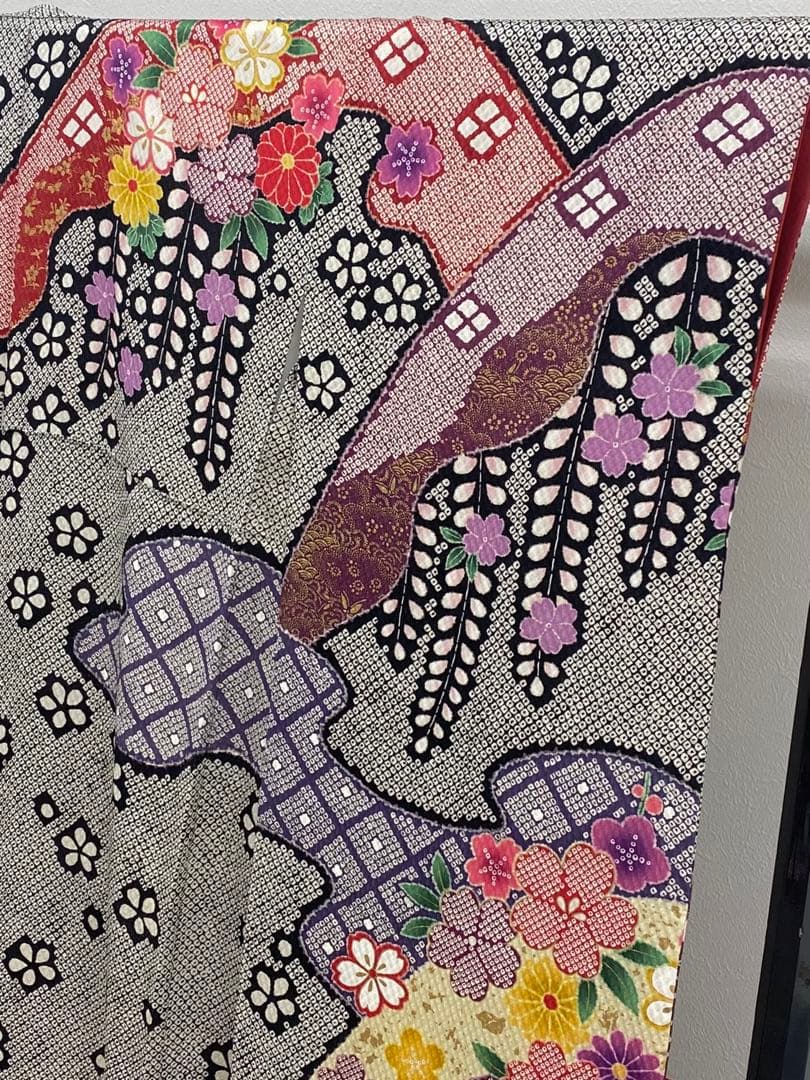 振袖 金駒 金彩 ふくれ織紋意匠 身丈181cm パールトーン加工 トールサイズ