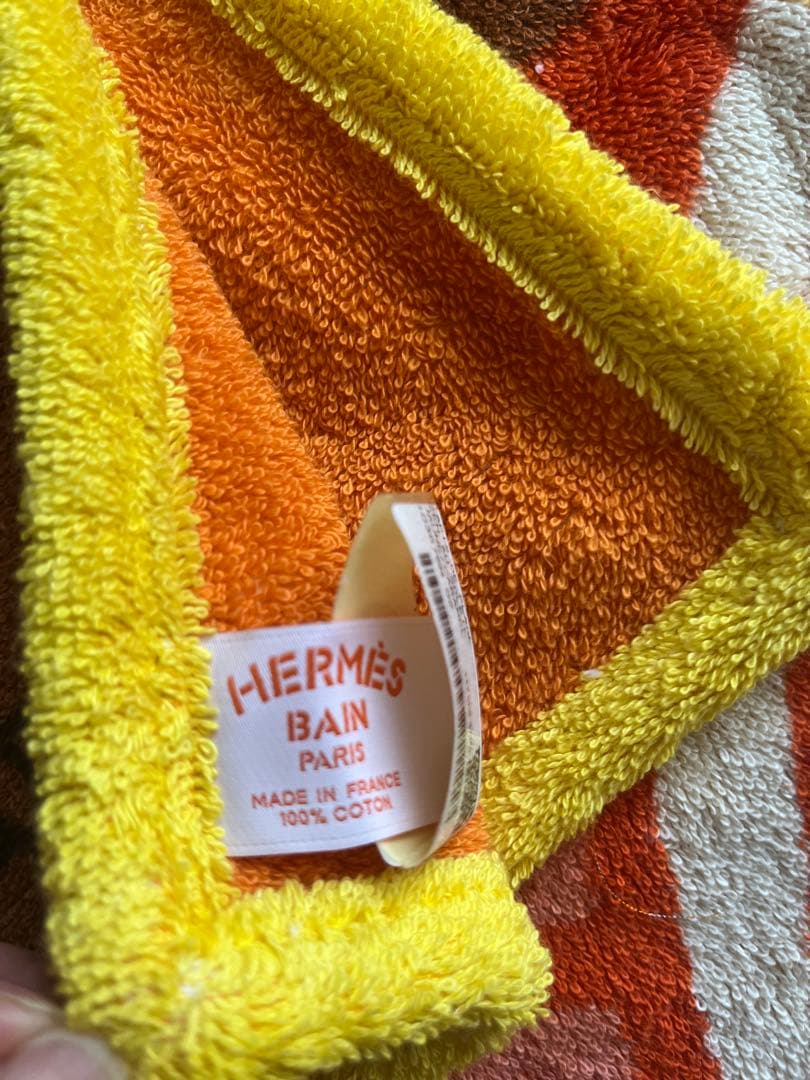 未使用 エルメス ビーチタオルTAPIS DE PLAGEオレンジ 大判