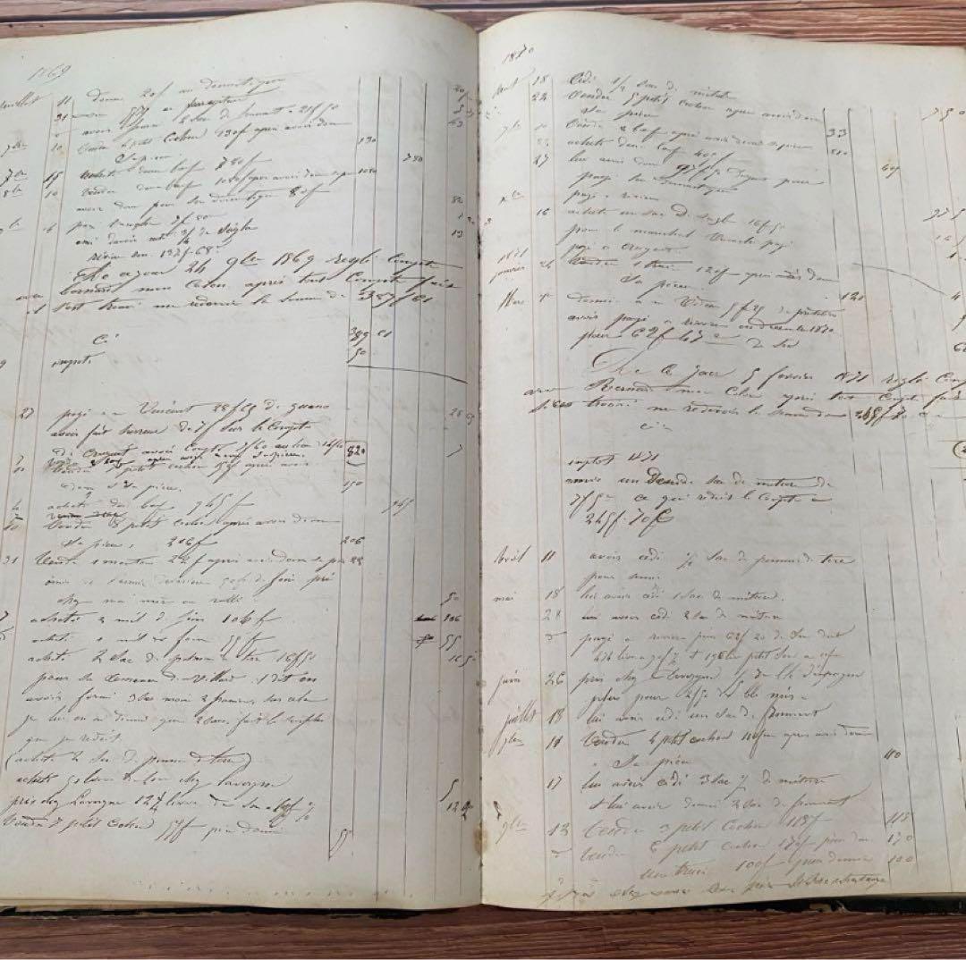 1800年代 フランス　大判帳簿１冊　c15