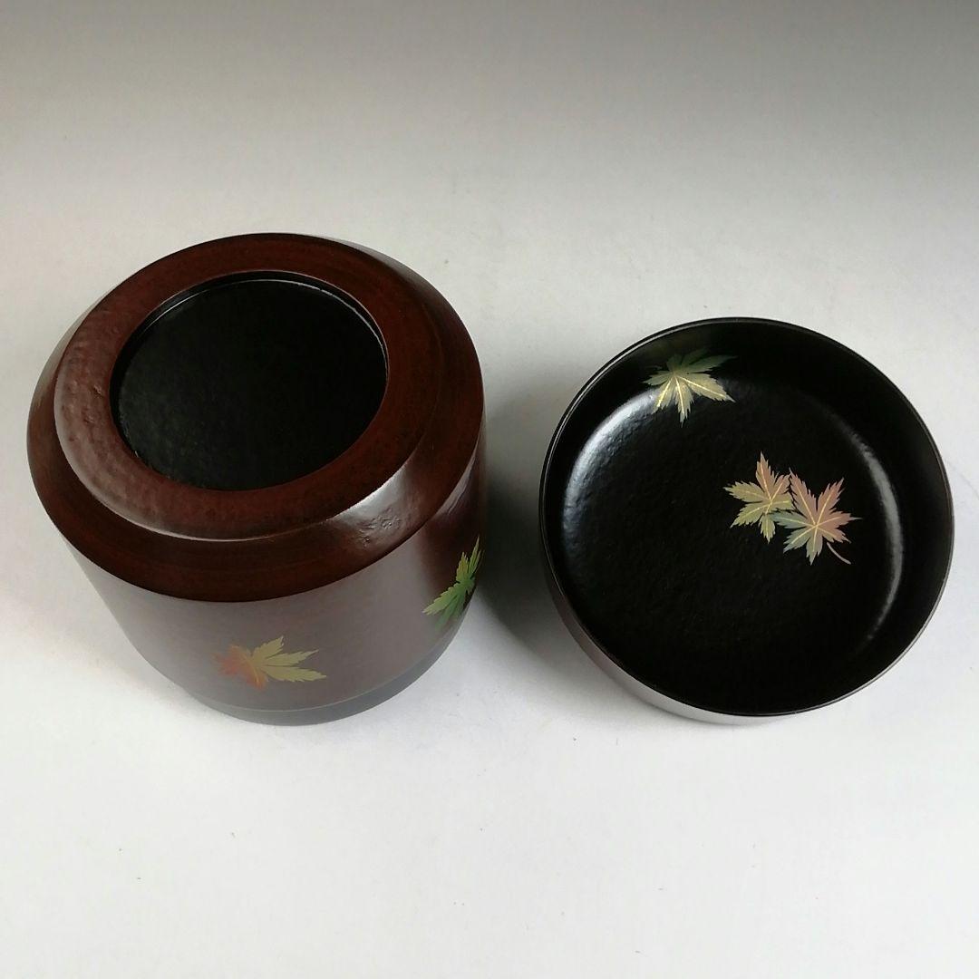 W76 棗 『花紅葉』『一閑 雪吹棗』『新井司峰 造』 共箱 茶道具