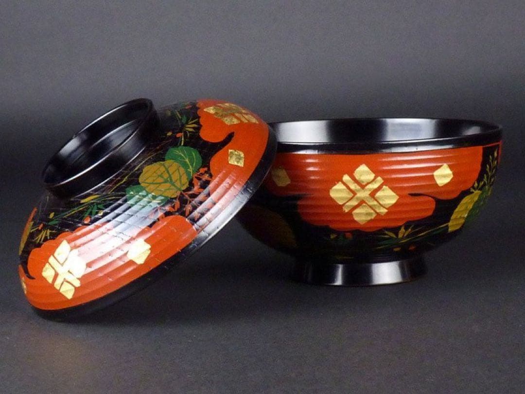 浄法寺蒔画煮物椀　拾　漆匠　春象　未使用　お茶事　仁和春象作　共箱　美品