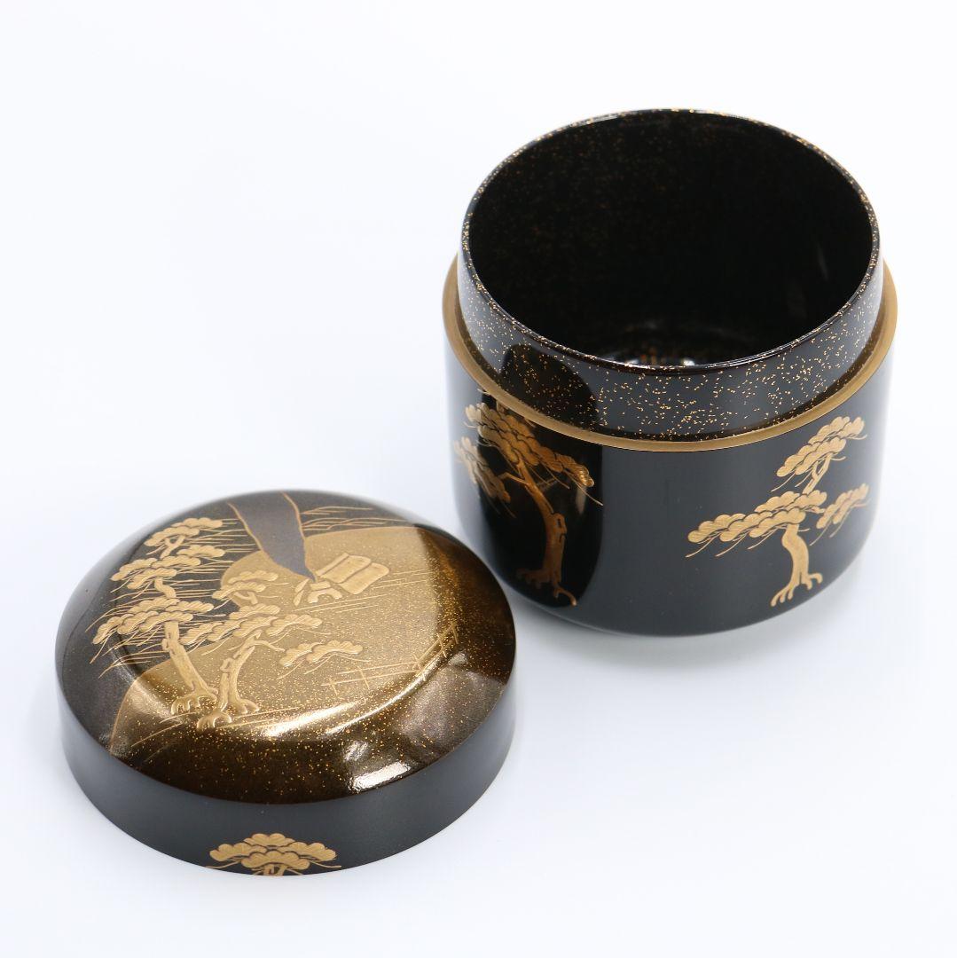 北浜風月作 塩釜蒔絵雪吹 棗 輪島塗 金蒔絵 共箱 茶道具　SC82